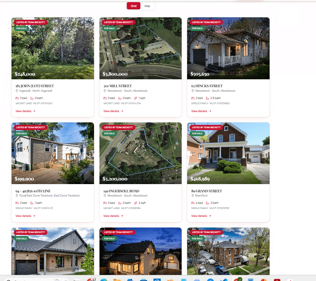 Listing cards sourced from a live MLS feed