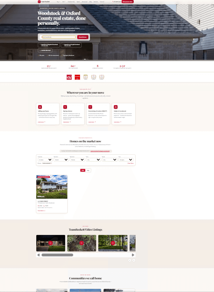 A real estate team website powered by RealtyWiseAI listings
